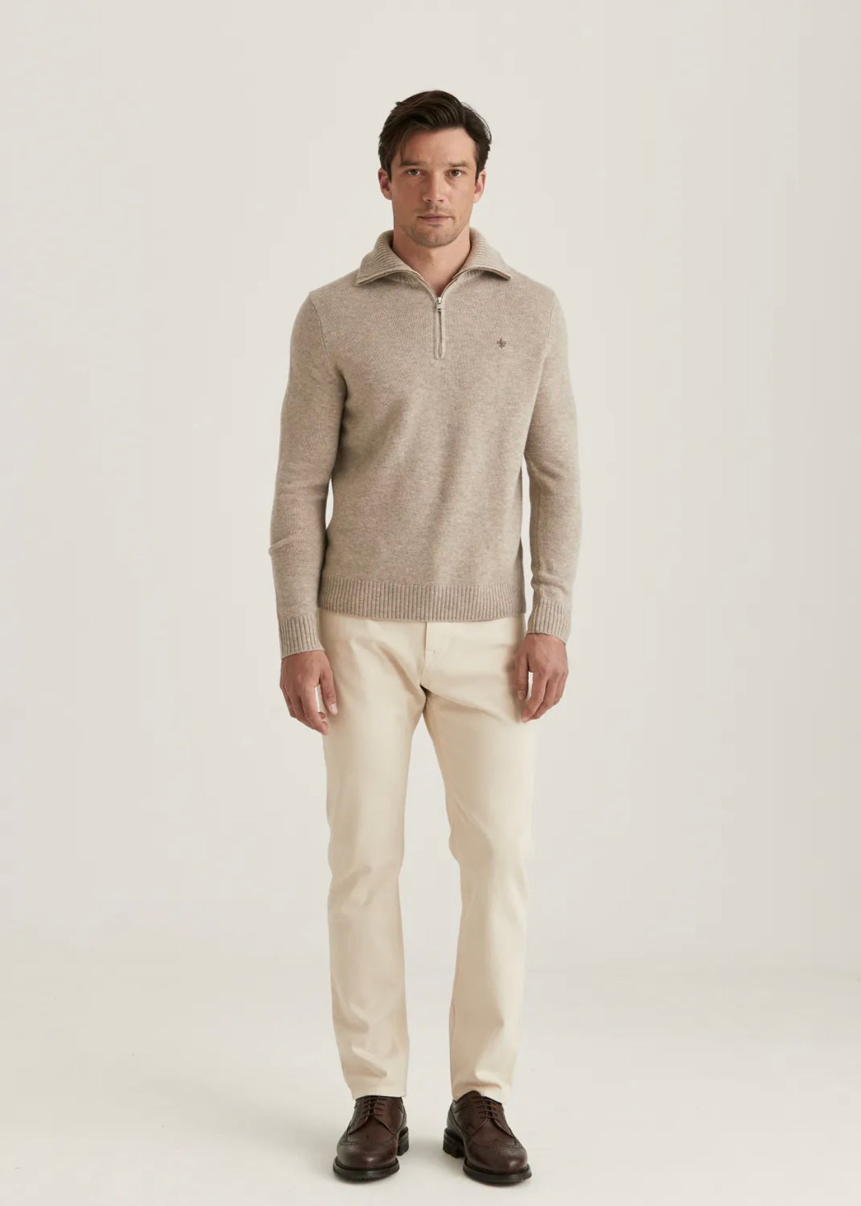 Morris Hertford Half Zip - Khaki