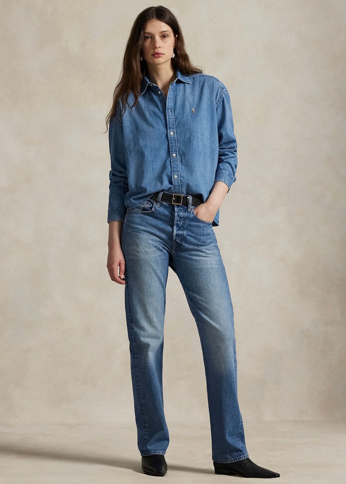 Cropped Boxy Denim Shirt Zaia Wash