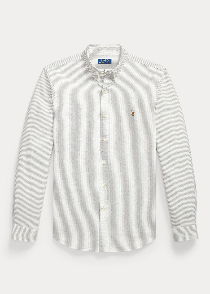 Slim Fit Striped Oxford shirt Pale Russet/White