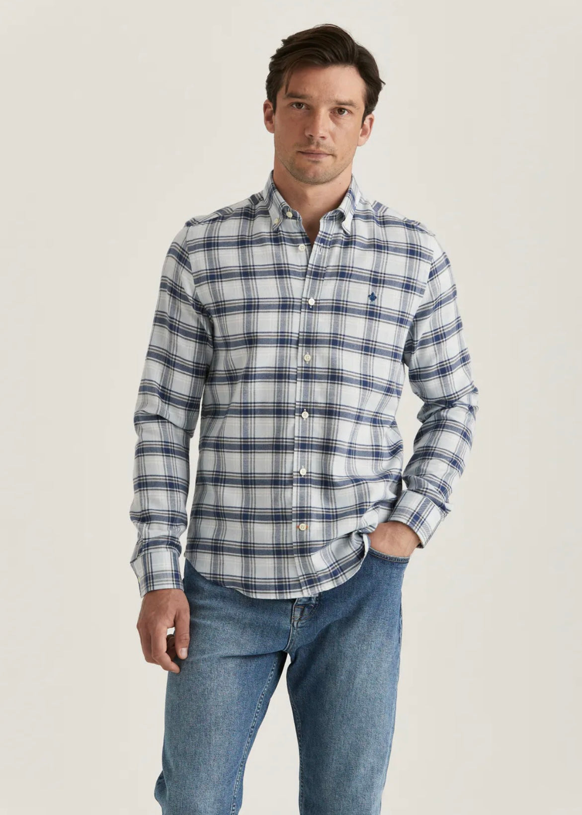 Morris Soft Check Flannel shirt - Blue