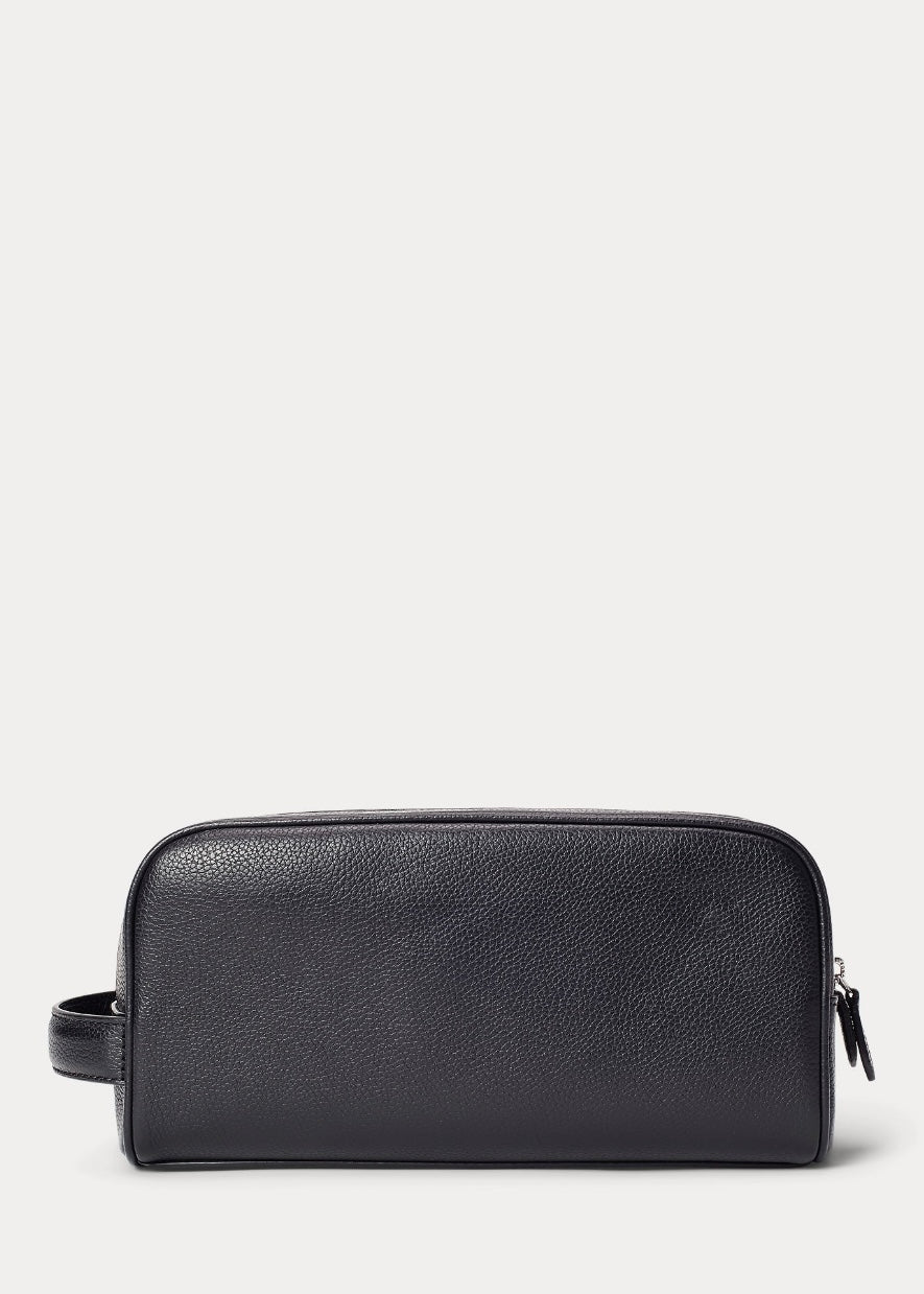 Leather Washbag Black