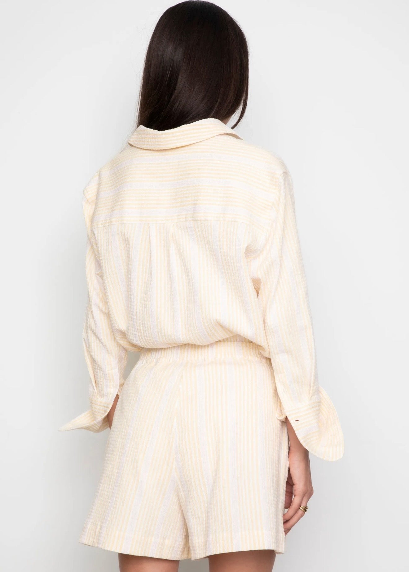 Bibi Crepe Whirt Light Yellow Stripe