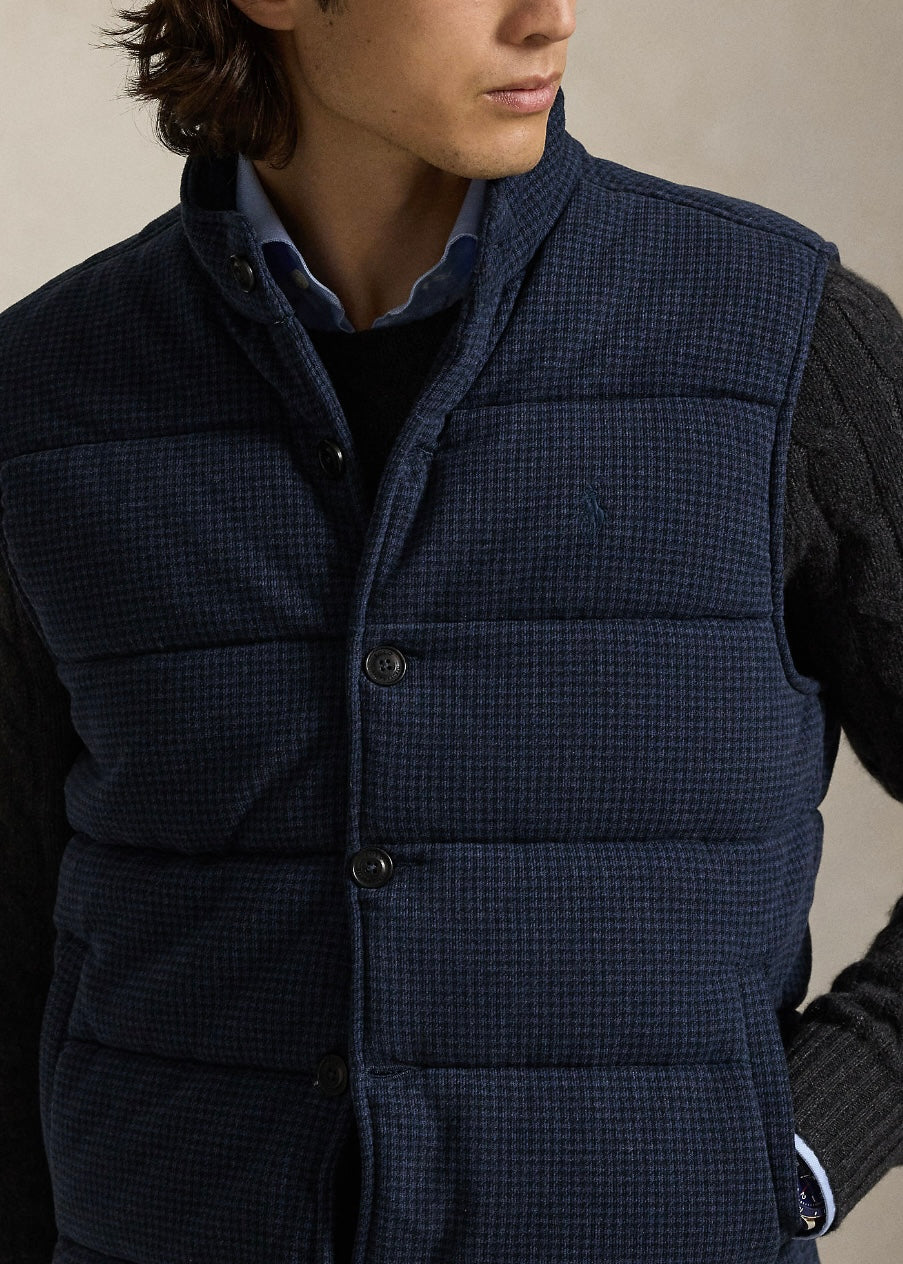 Houndstooth Print Rib Vest Winter Navy