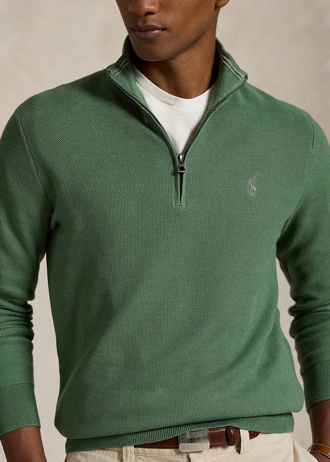 Mesh Knit Quarter Zip Fatigue