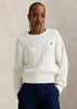 Cable Knit Cotton Crew White