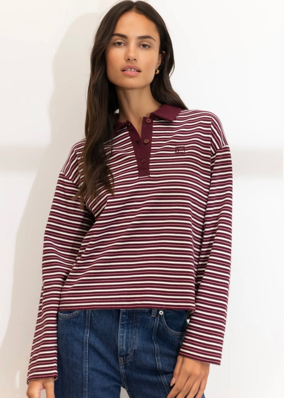 Elmer Polo Shirt Deep Plum Stripe