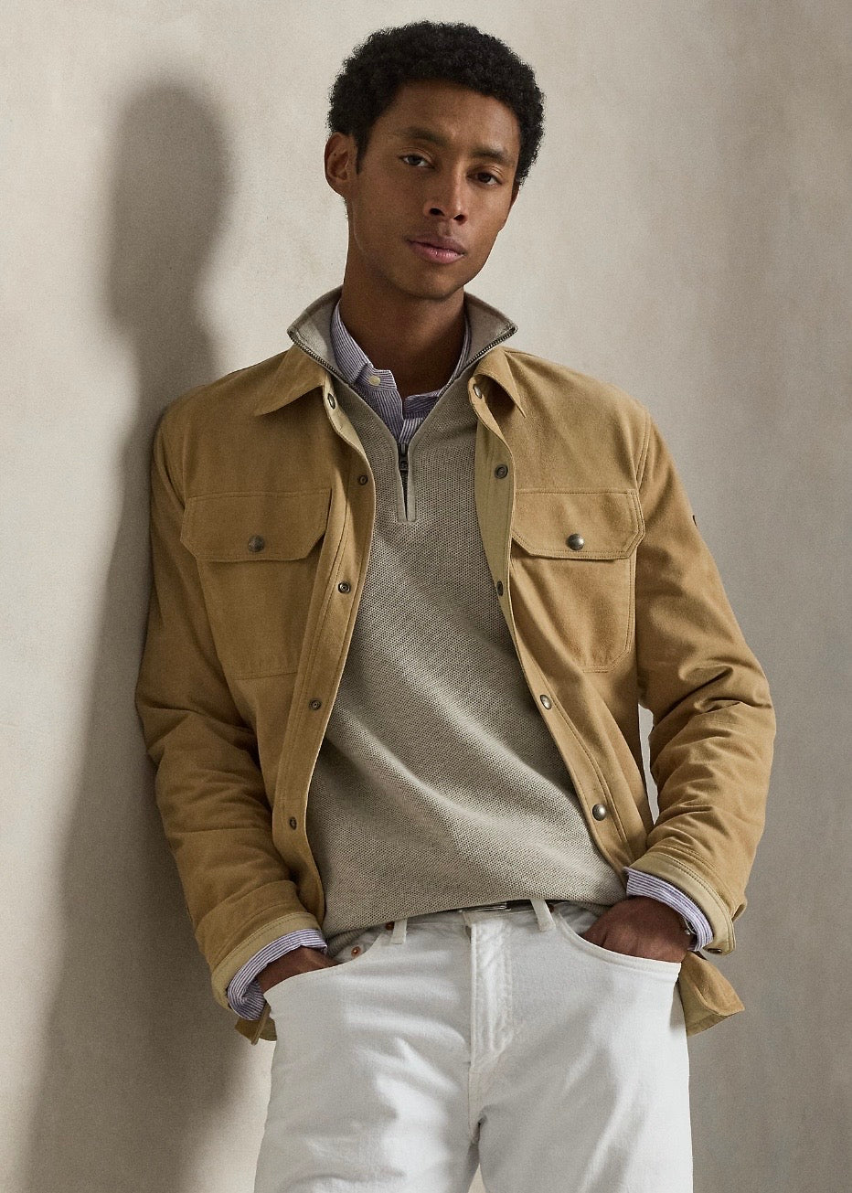 Mesh Knit Quarter Zip Light Walnut