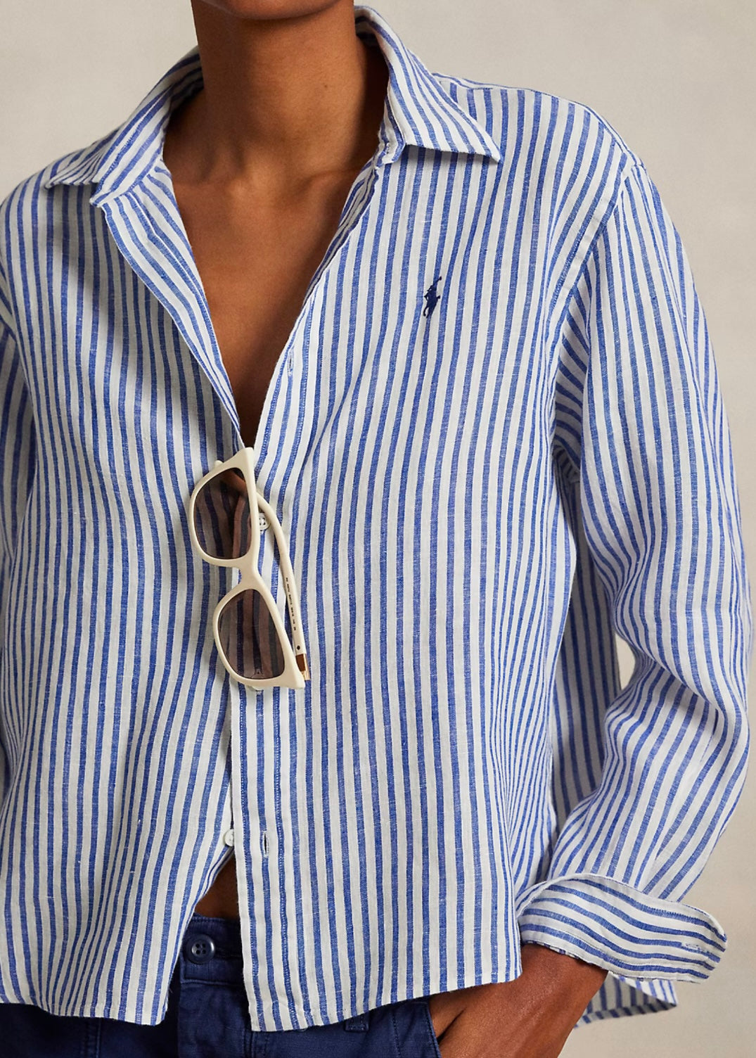 Polo Ralph Lauren Linen shirt - White/Blue