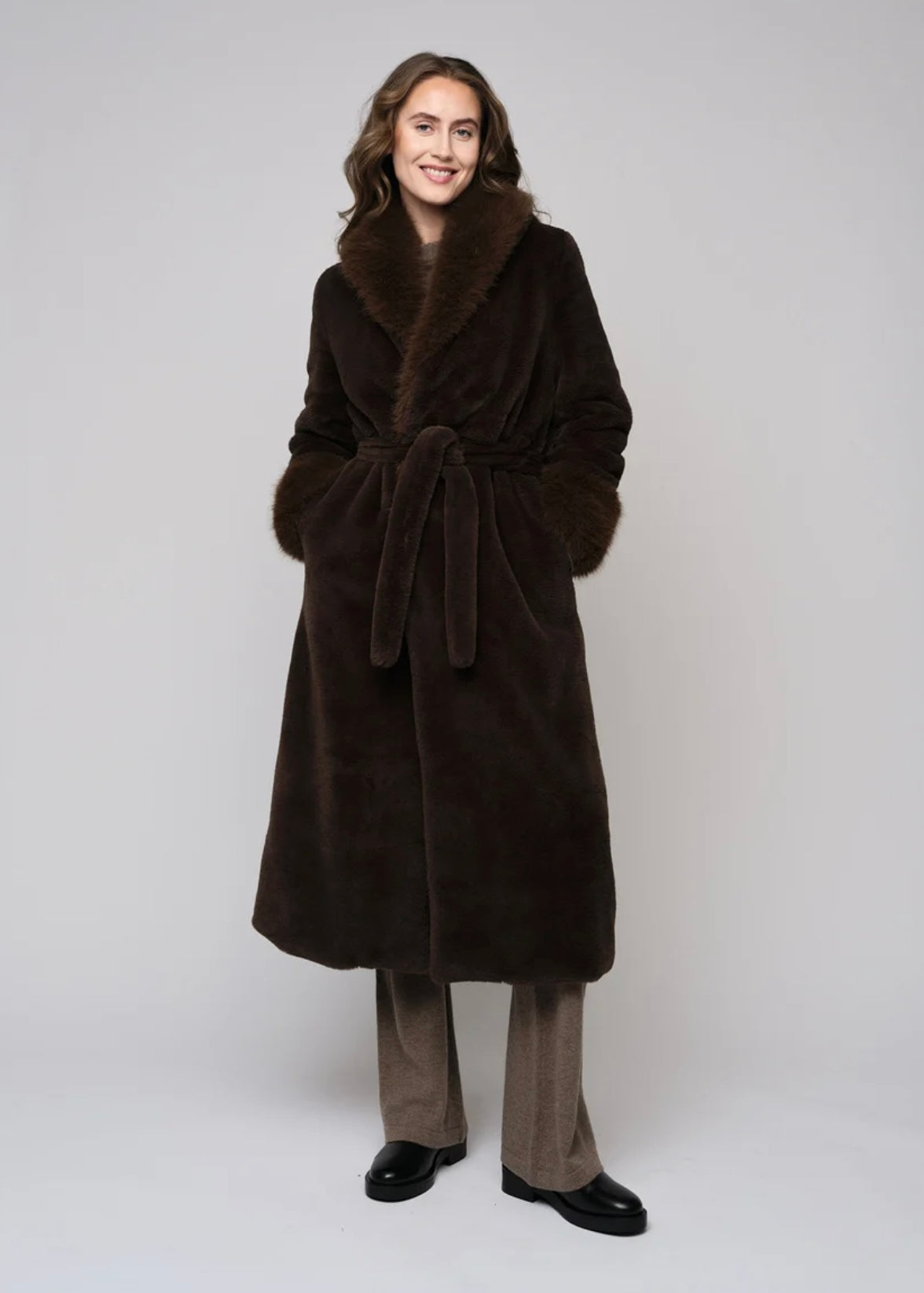 Ella&il Caroline Fake Fur jacket - Brown