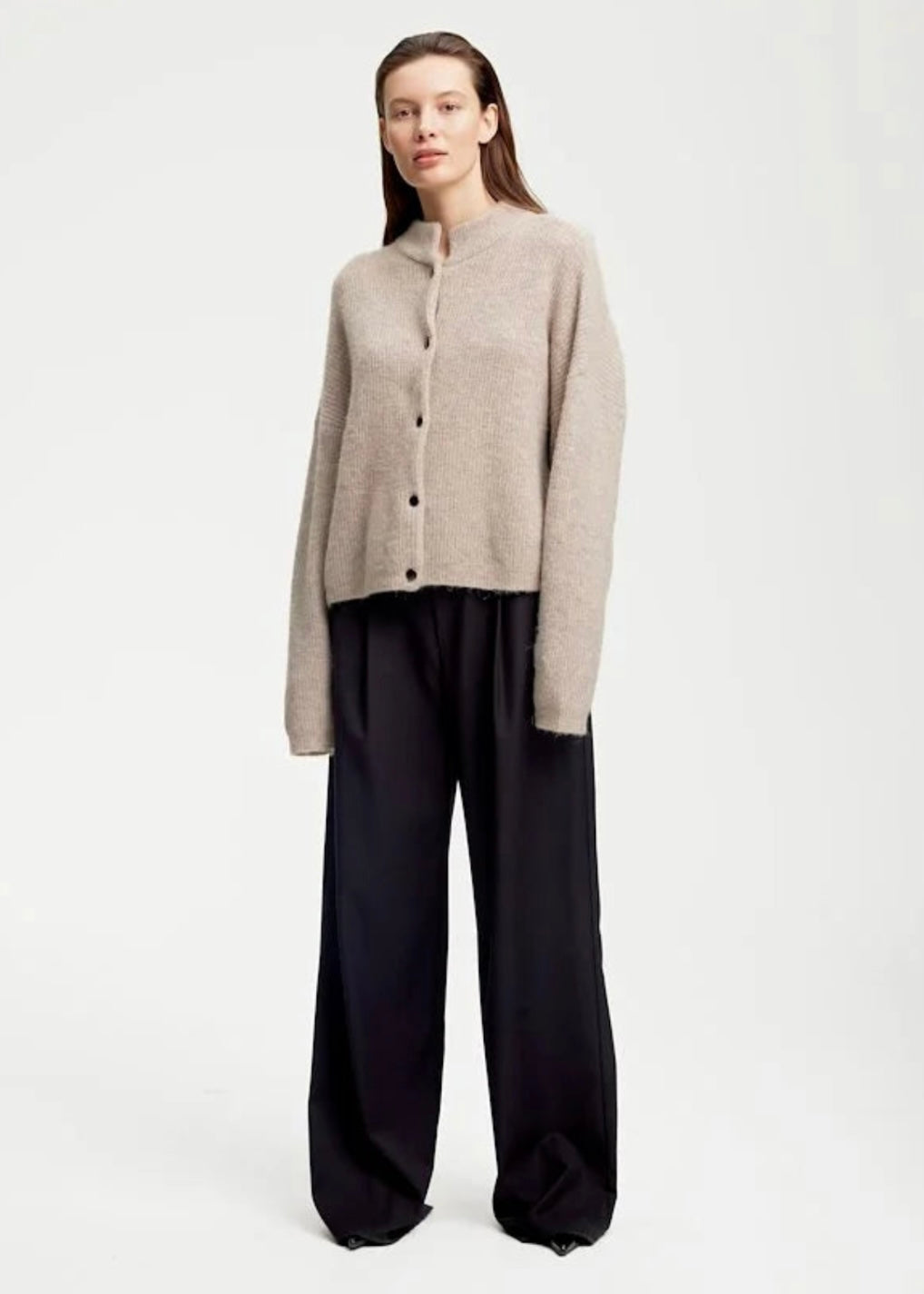 Alpha Short cardigan Warm Sand Melange