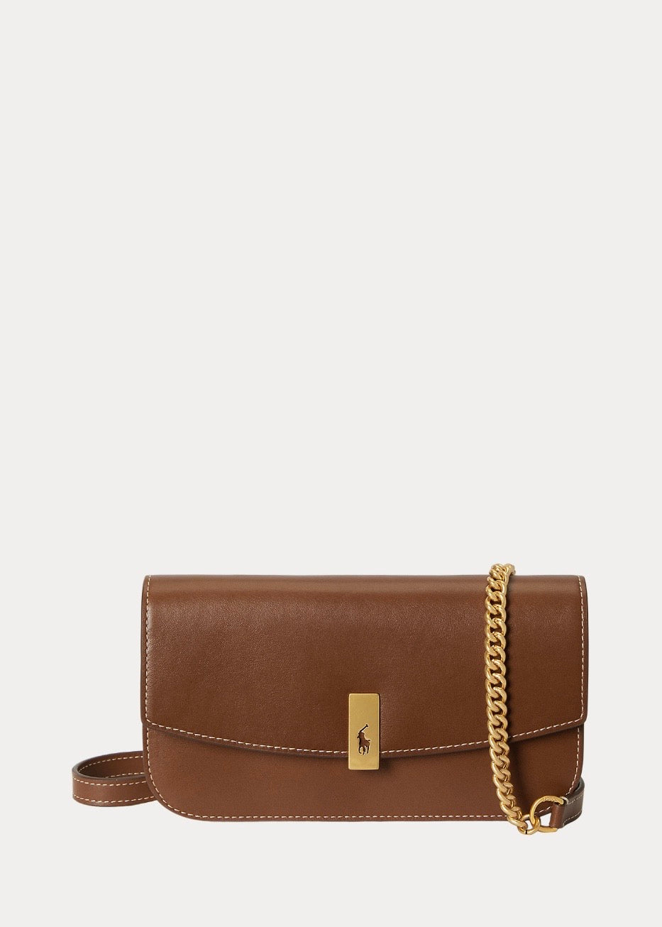 Polo ID Leather Chain Bag Brown