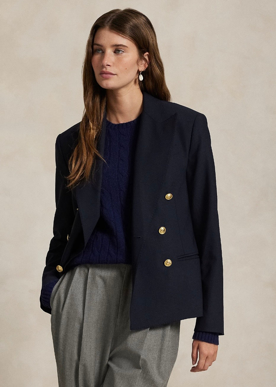 Double Breasted Stretch Blazer Navy
