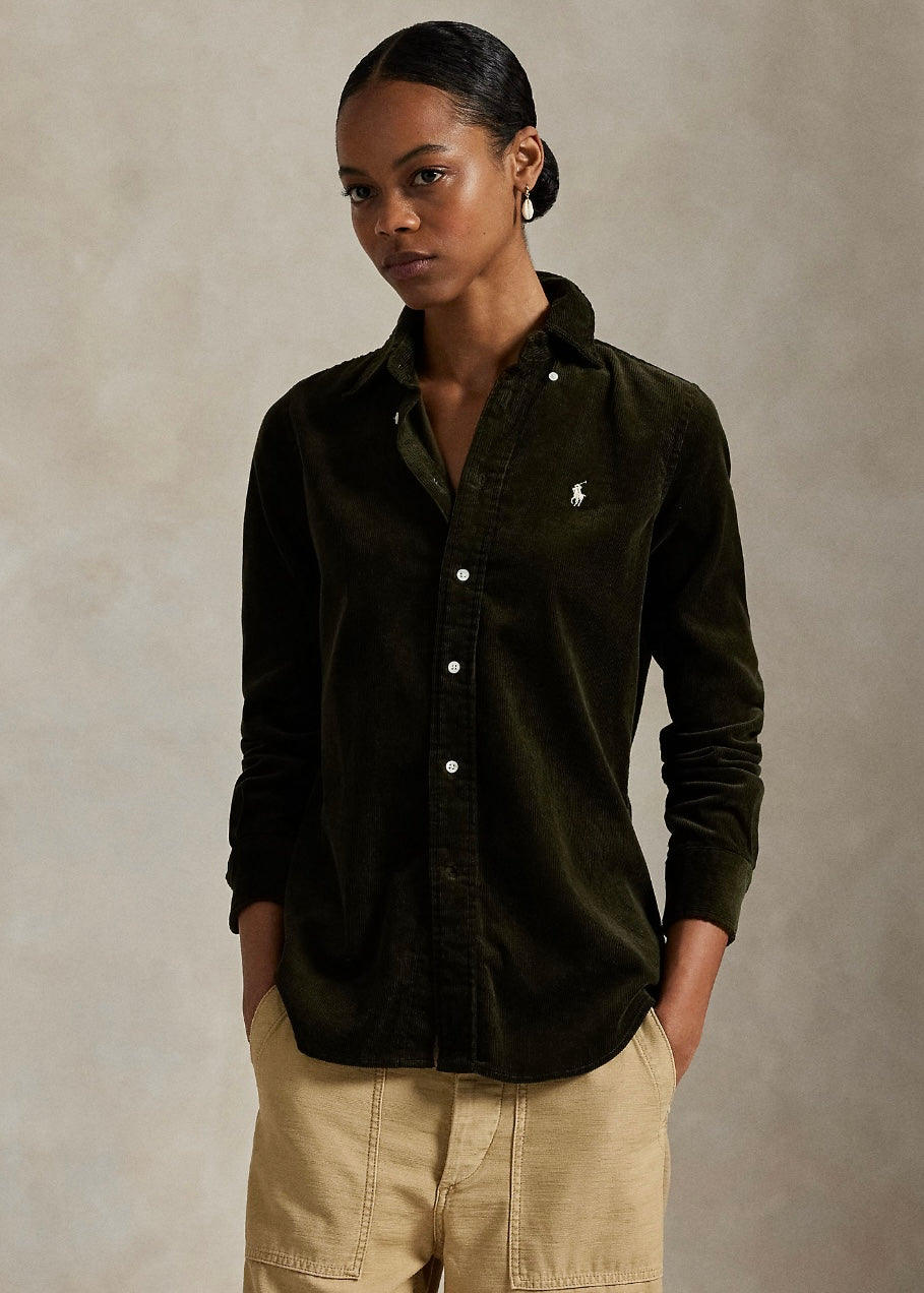 Stertch Slim Fit Corduroy shirt Olive