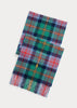 Plaid Fringe Wool Scarf Ancient Blue