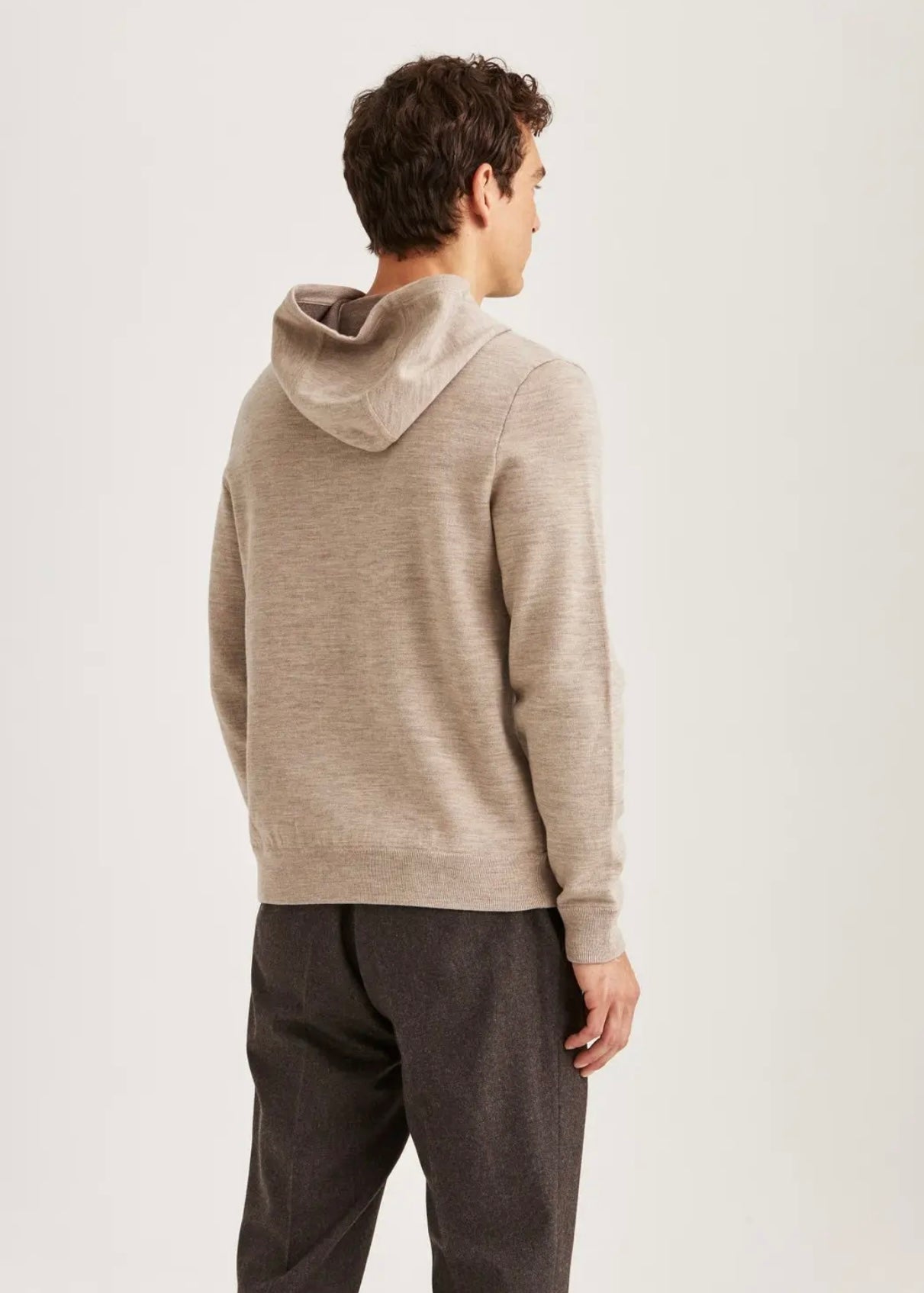 Merino Double Zip hood Khaki