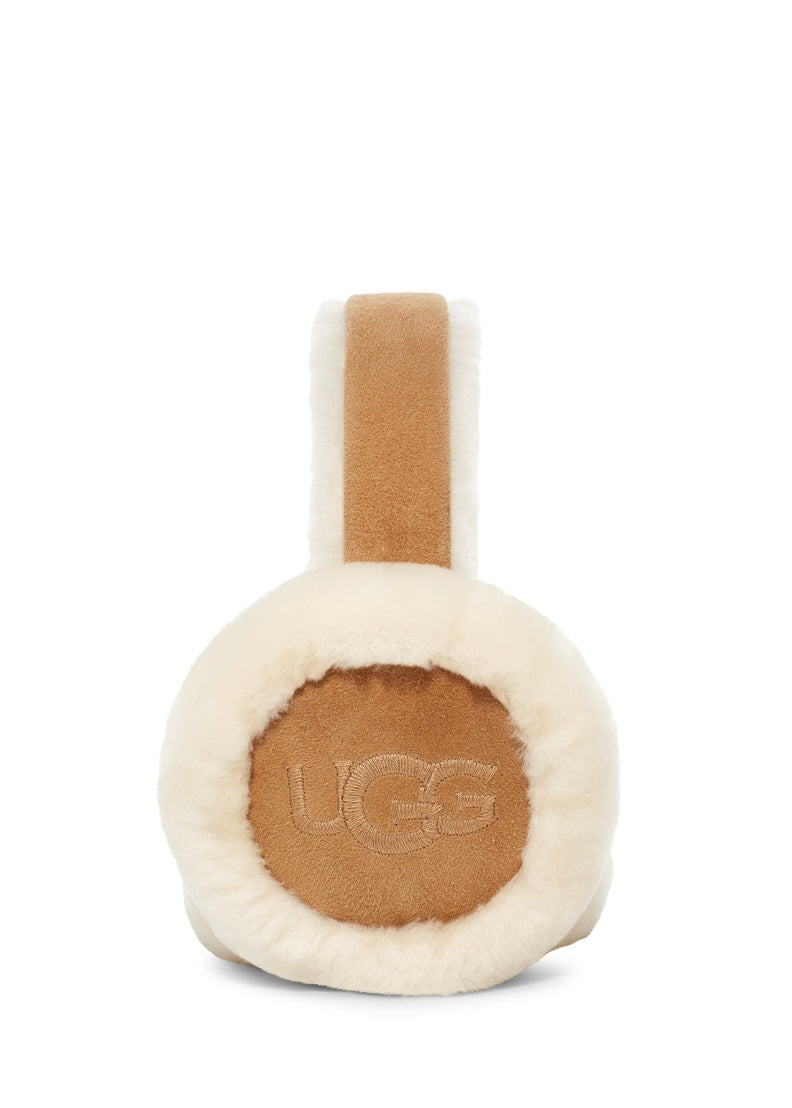 Sheepskin Embroidery Earmuff Chestnut