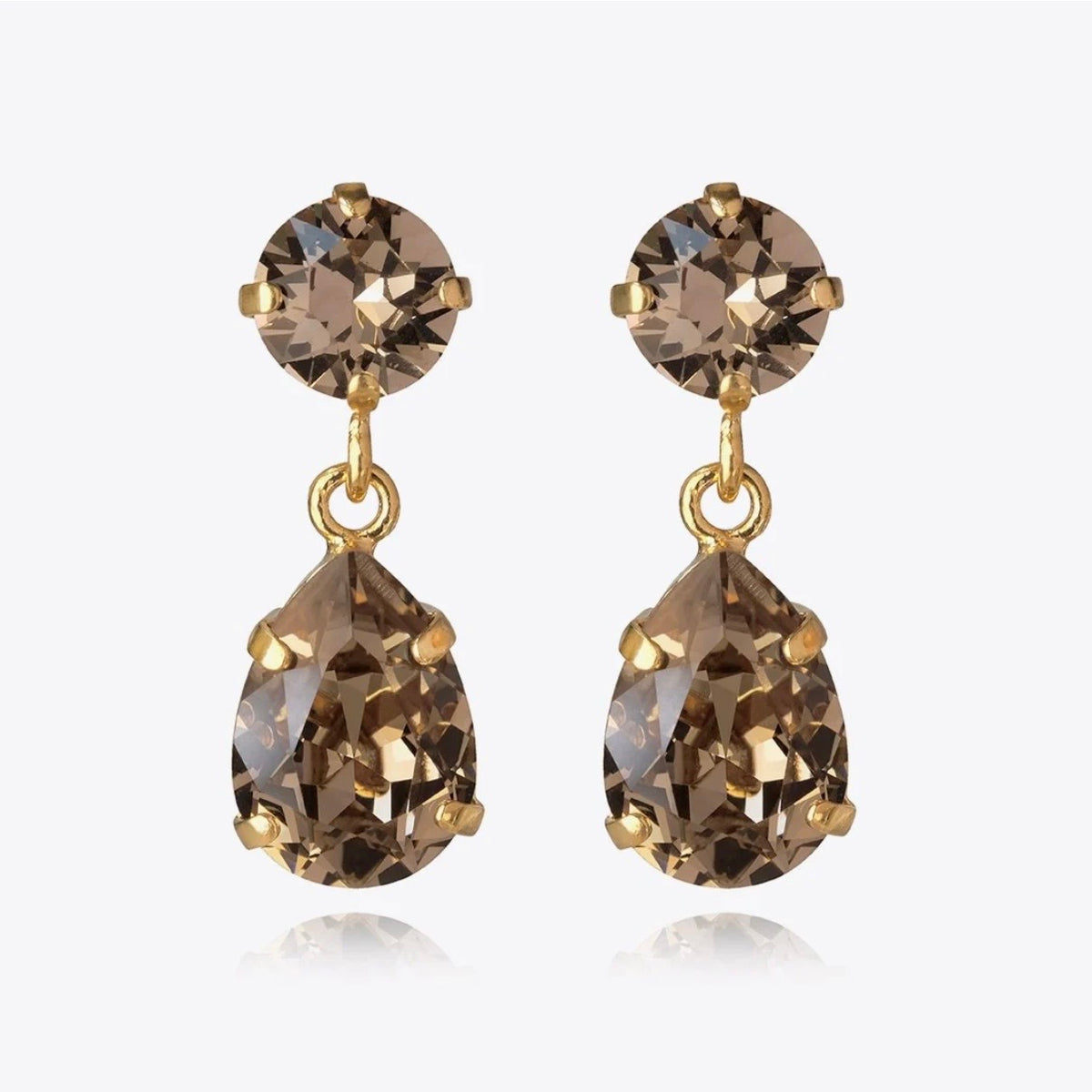Mini Drop Earrings Gold Greige