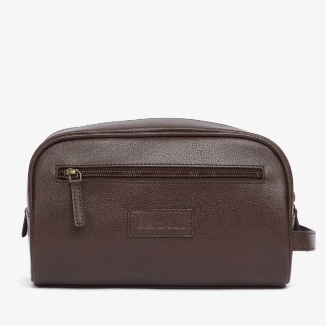 Leather Washbag Dark Brown