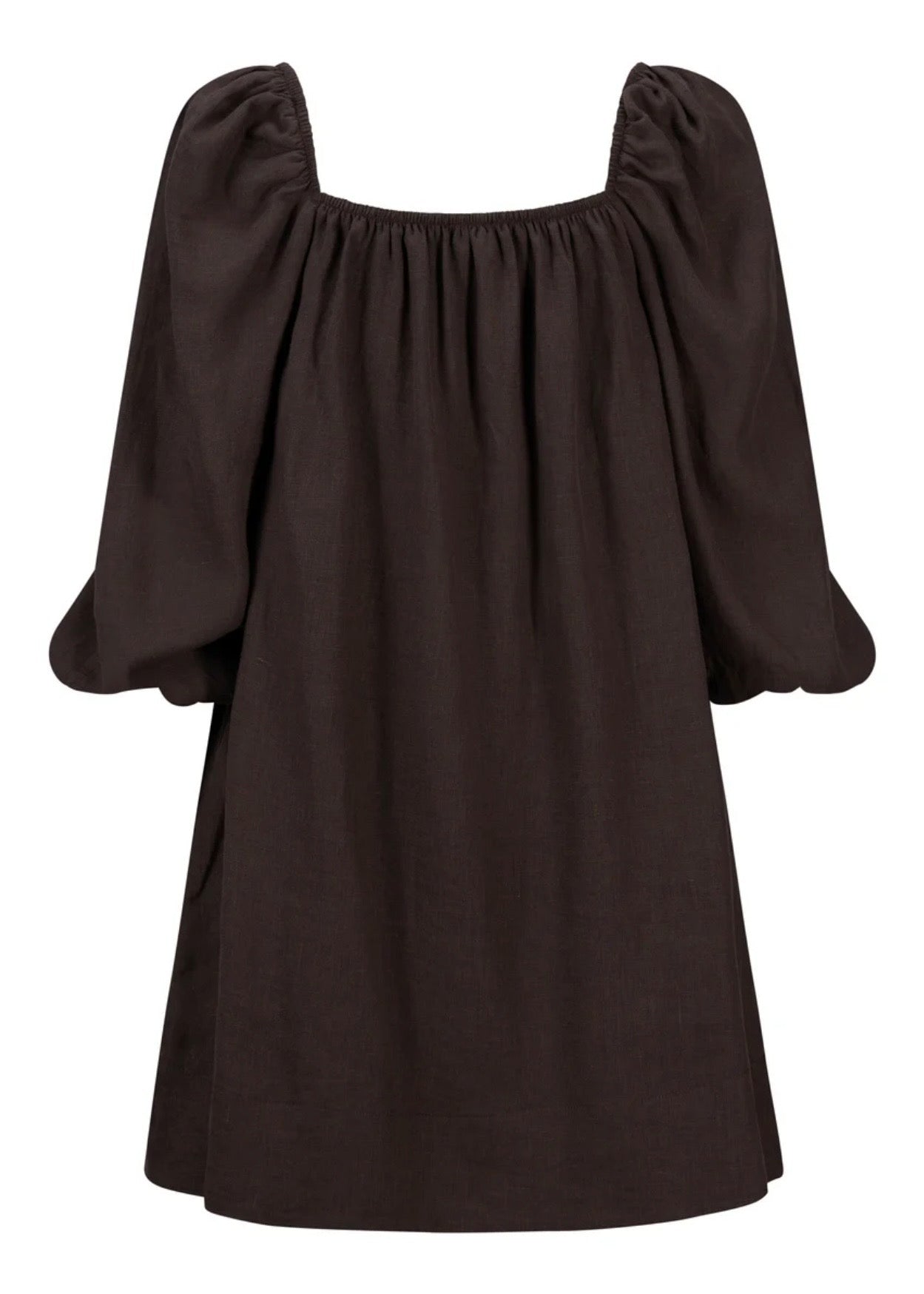 Alma Linen Dress Dark Brown