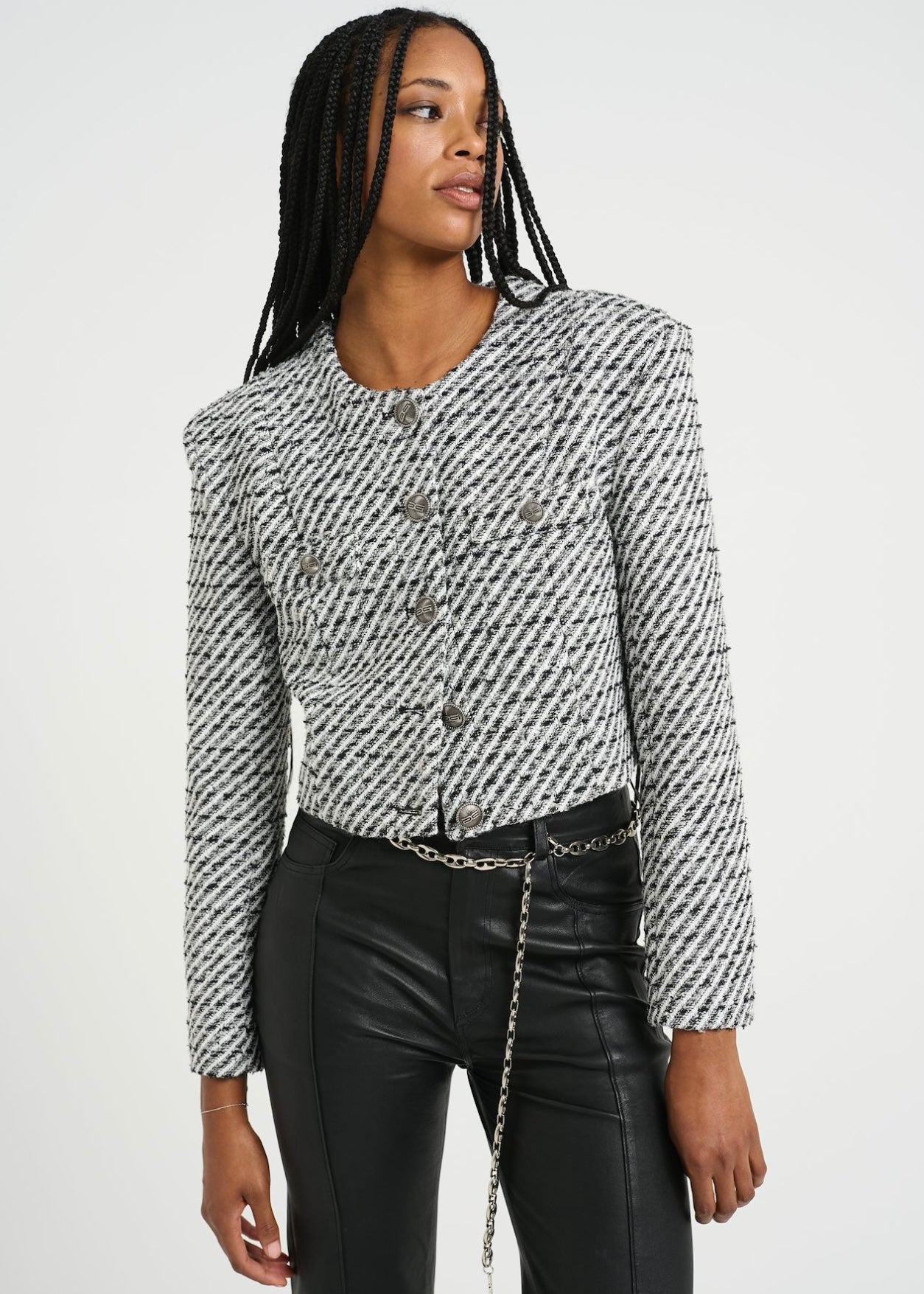 Gestuz Amilina jacket - BlackWhite Lurex Twill