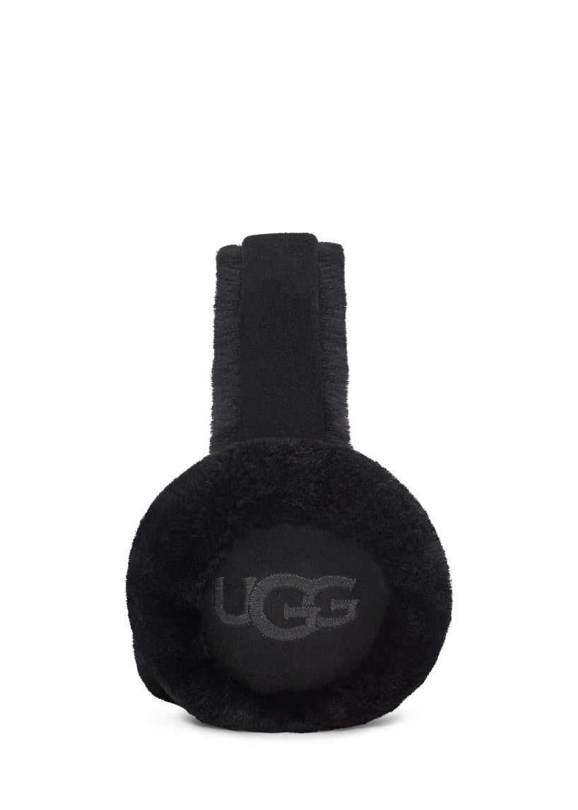 Sheepskin Embroidery Earmuff Black