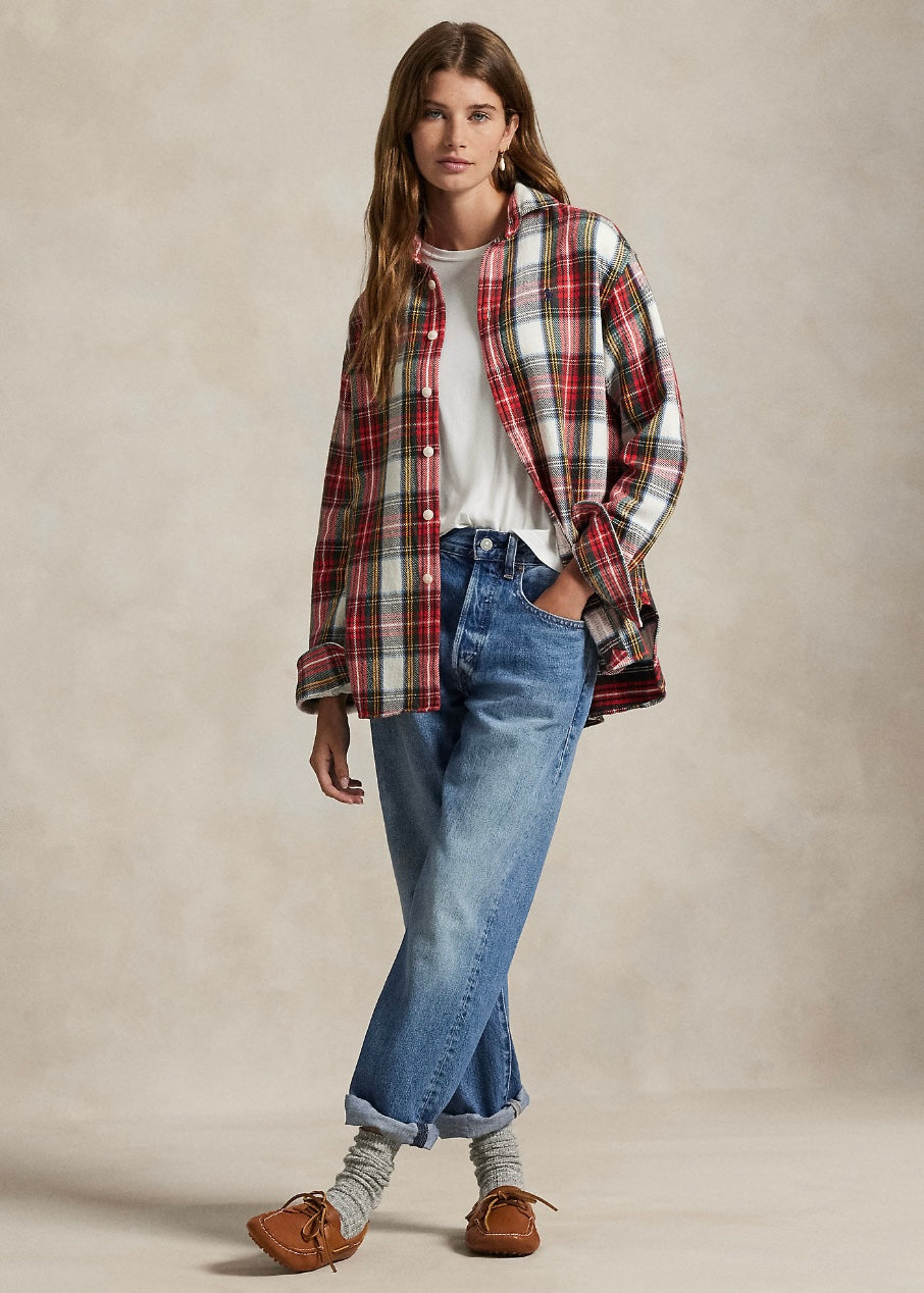 Relaxed Fit Plaid Twill shirt Red
