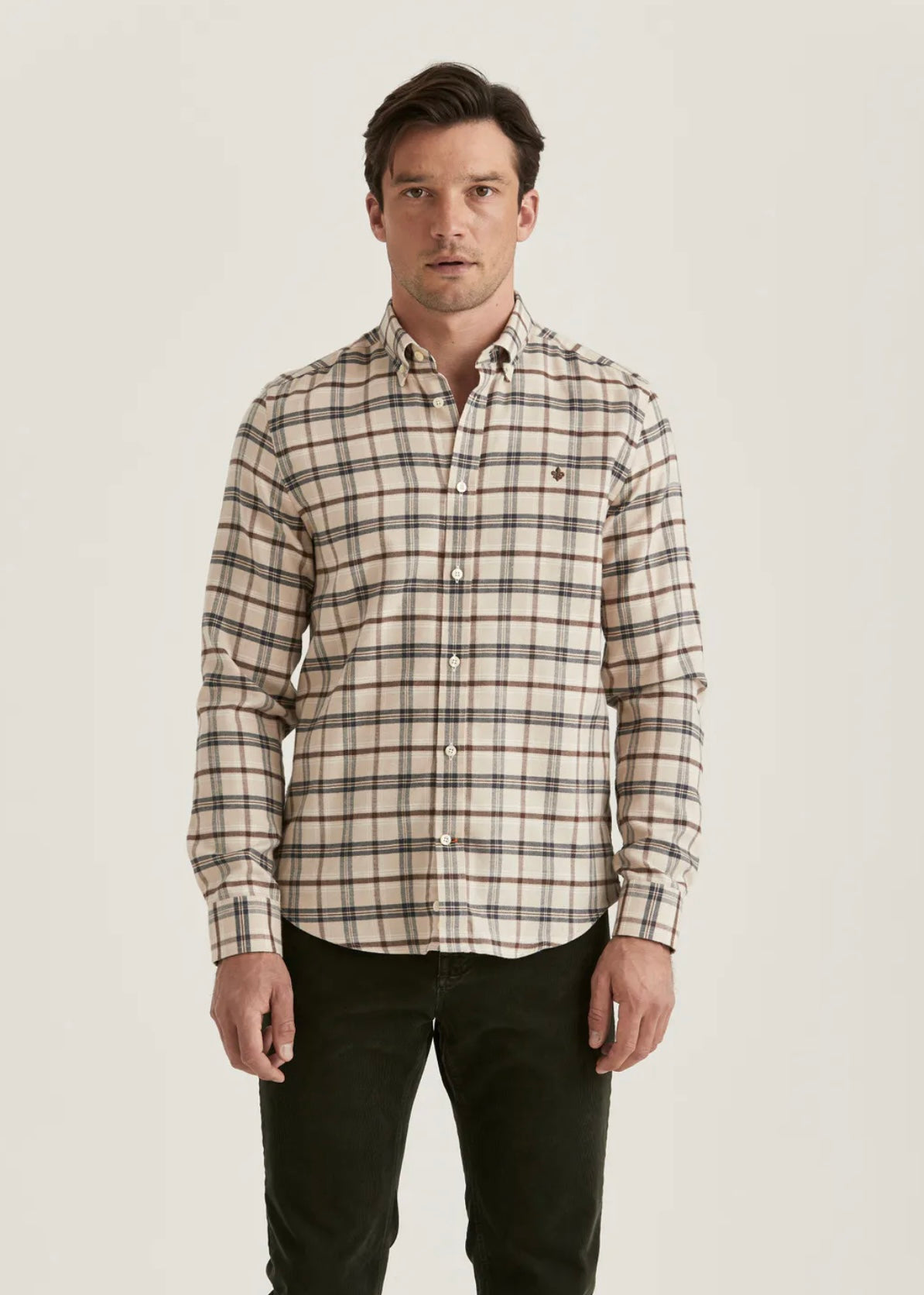 Morris Soft Check Flannel shirt - Camel