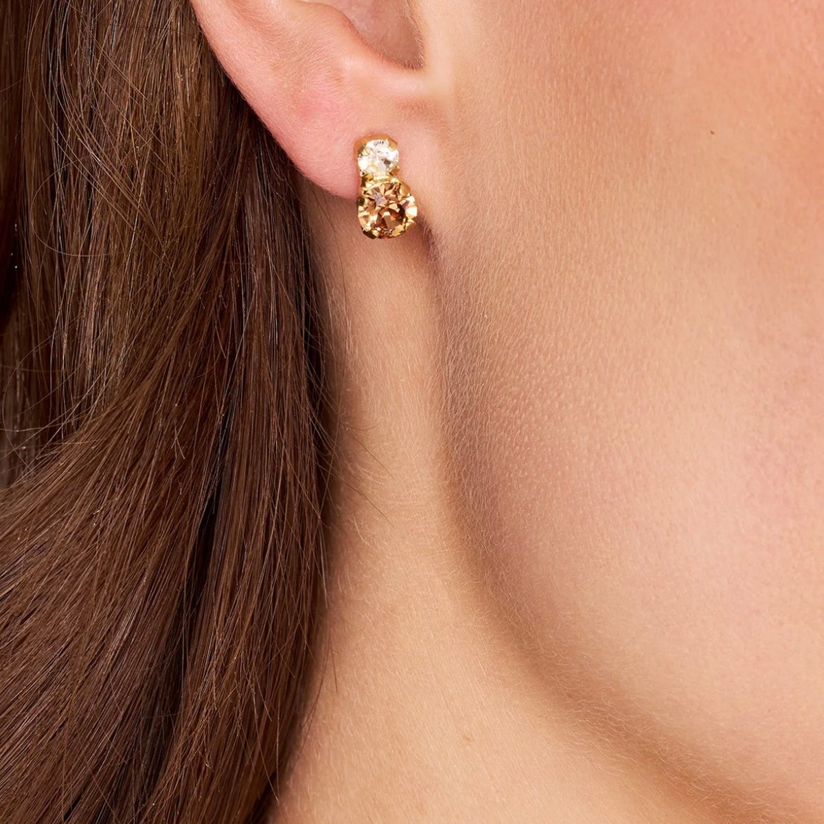 Leah Earrings Gold ReC Topaz Combo