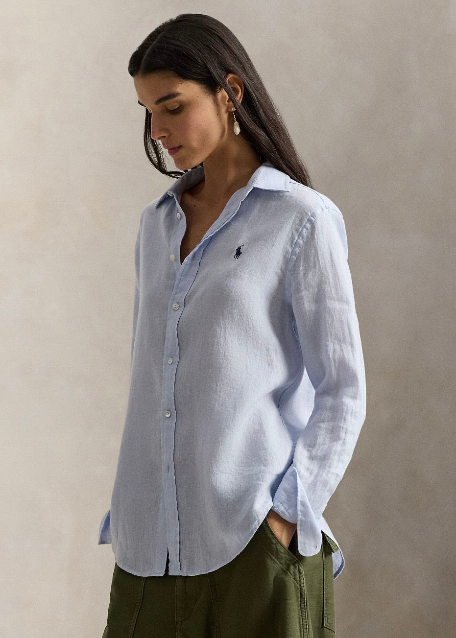 Classic Fit Linen Shirt Oxford Blue
