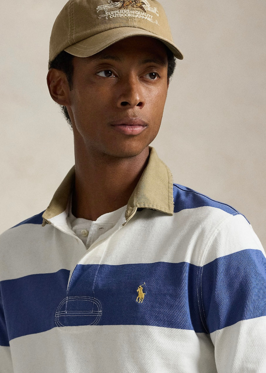 Khaki Collar Rugby Shirt Old Royal/Cream