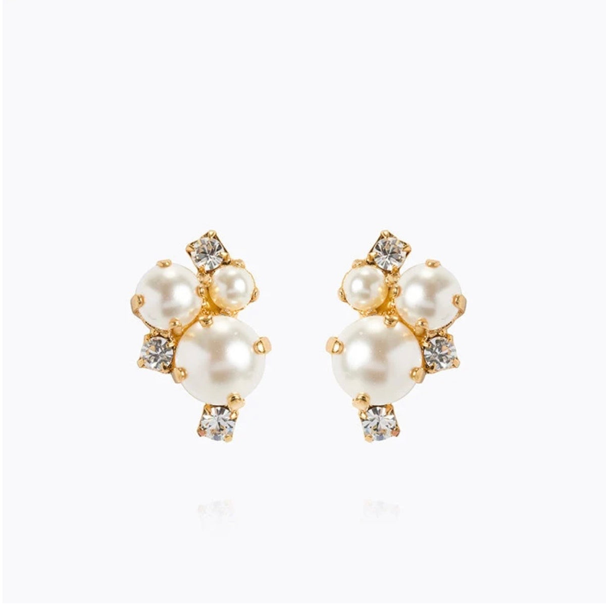 Molly Earrings Gold Pearl Crystal