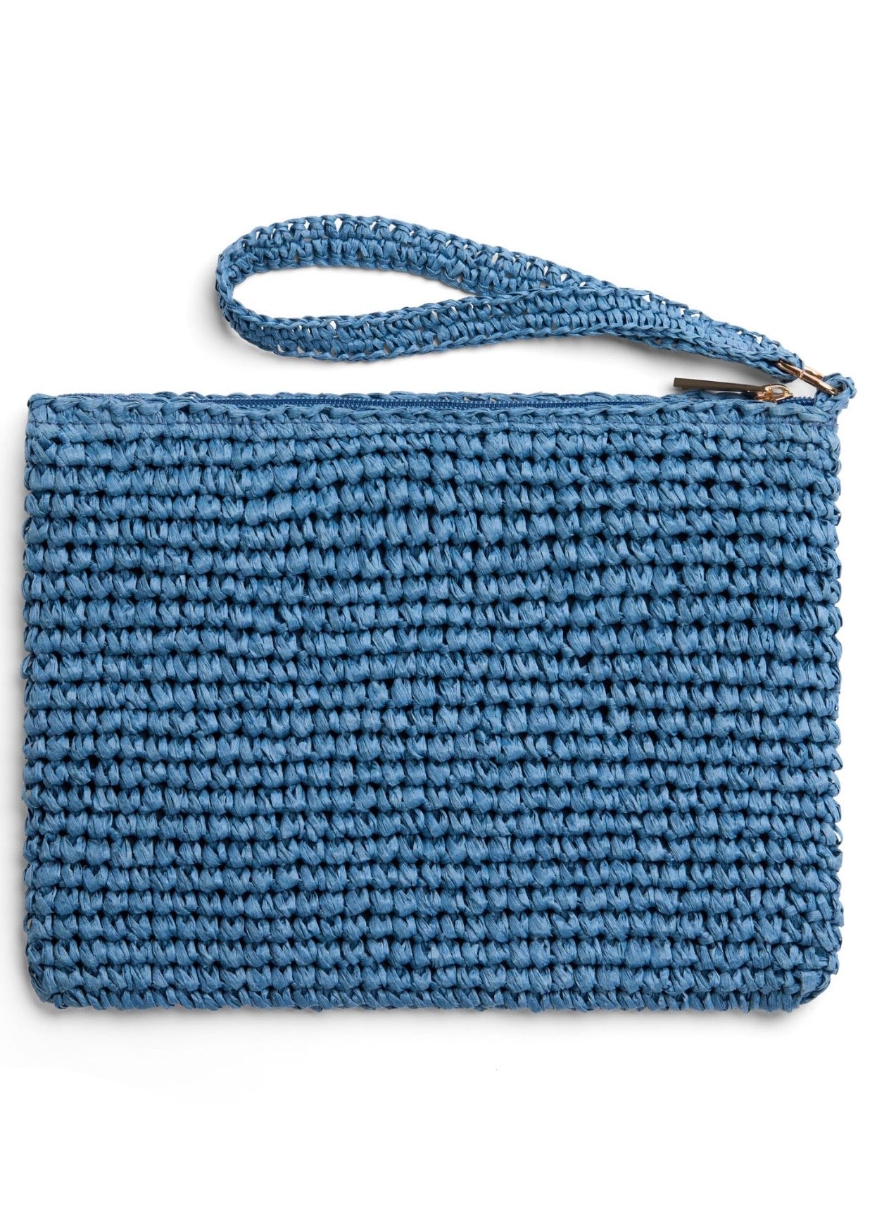 Mim Straw Clutch Blue