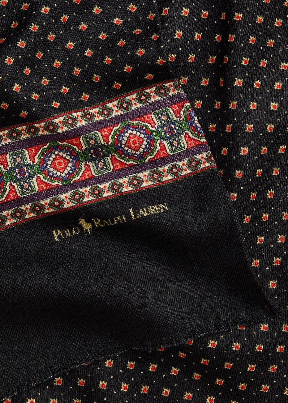 Foulard Wool Fringe Scarf Wine Multi