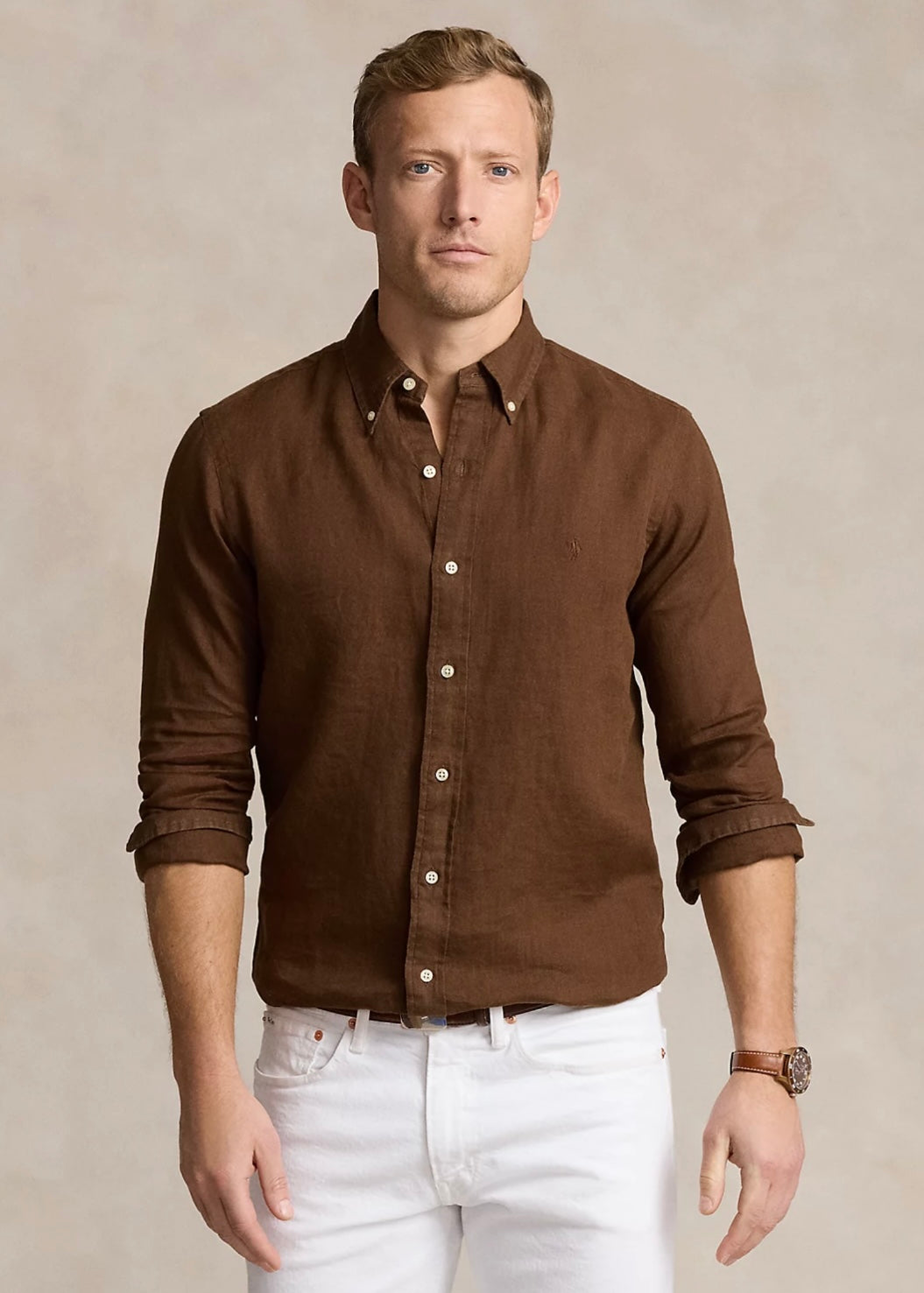 Polo Ralph Lauren Linen shirt slim fit - Chocolate Mousse