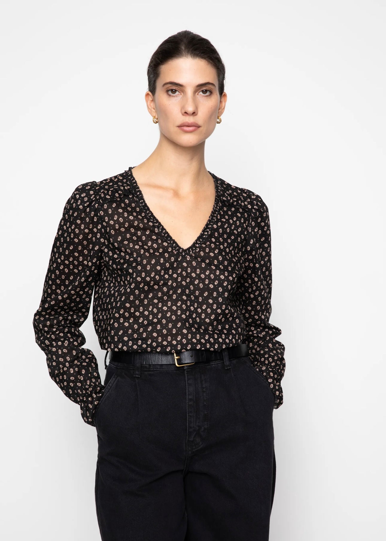 Camilla Pihl Dune blouse - Taupe Flower Print