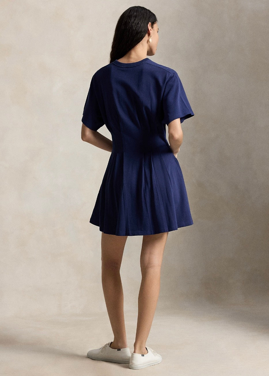 Shaped Cotton Jersey Dress Navy