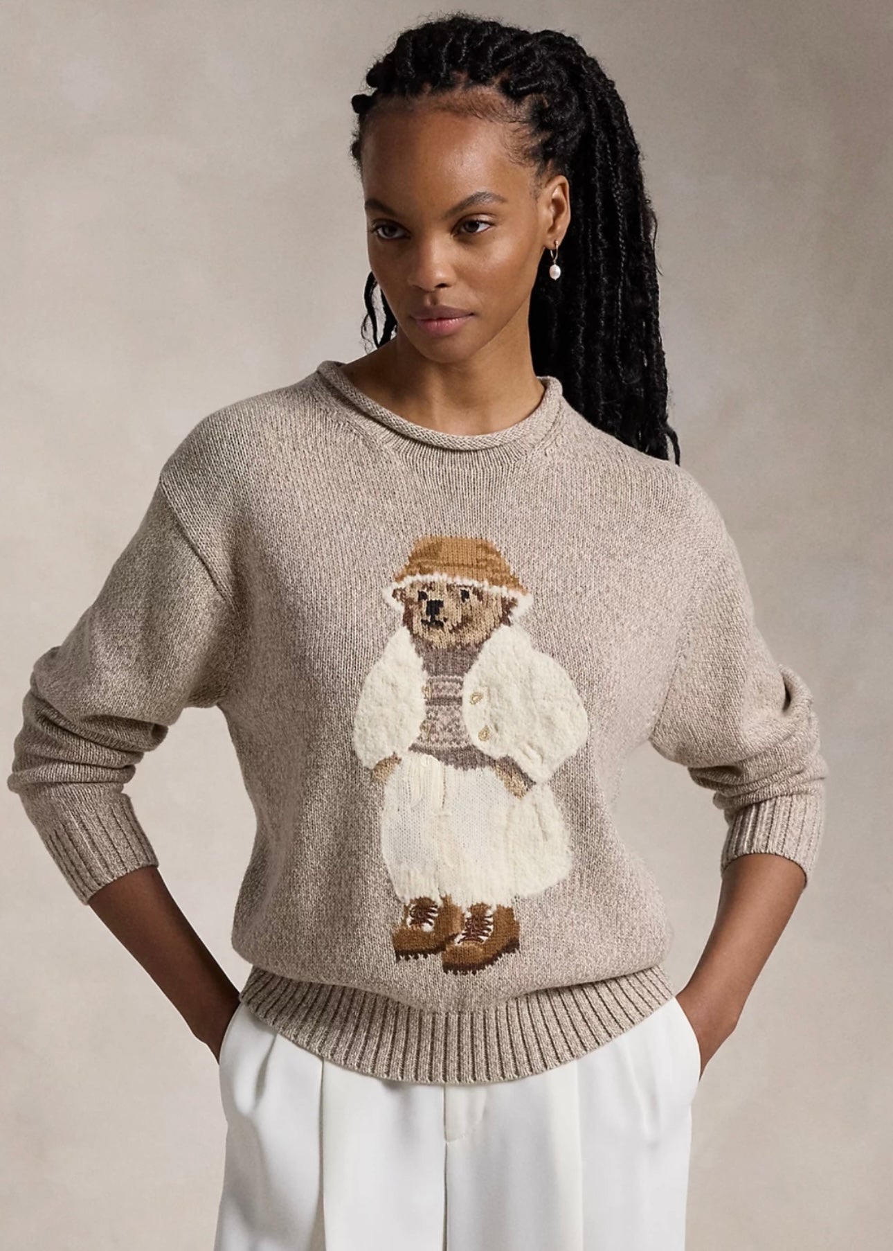 Polo Ralph Lauren Bear sweater - Mushroom Marl Multi