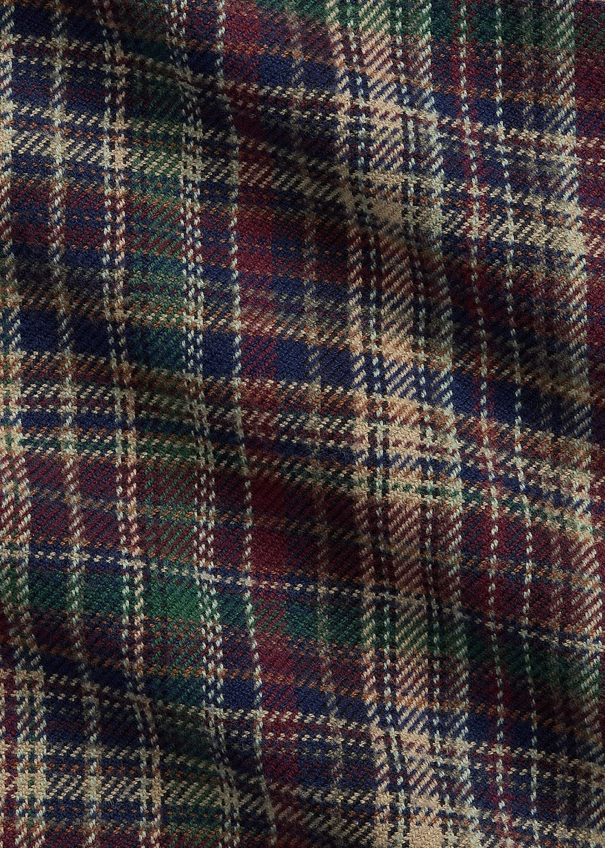 Plaid Brushed Flannel shirt Wine Khaki