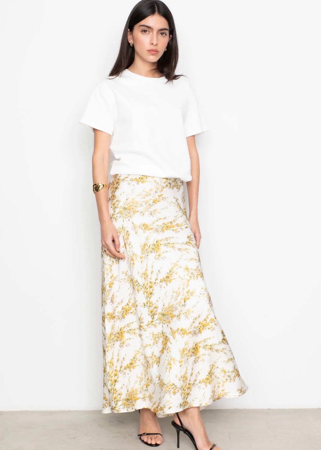 Lune Skirt Yellow Mimosa Print