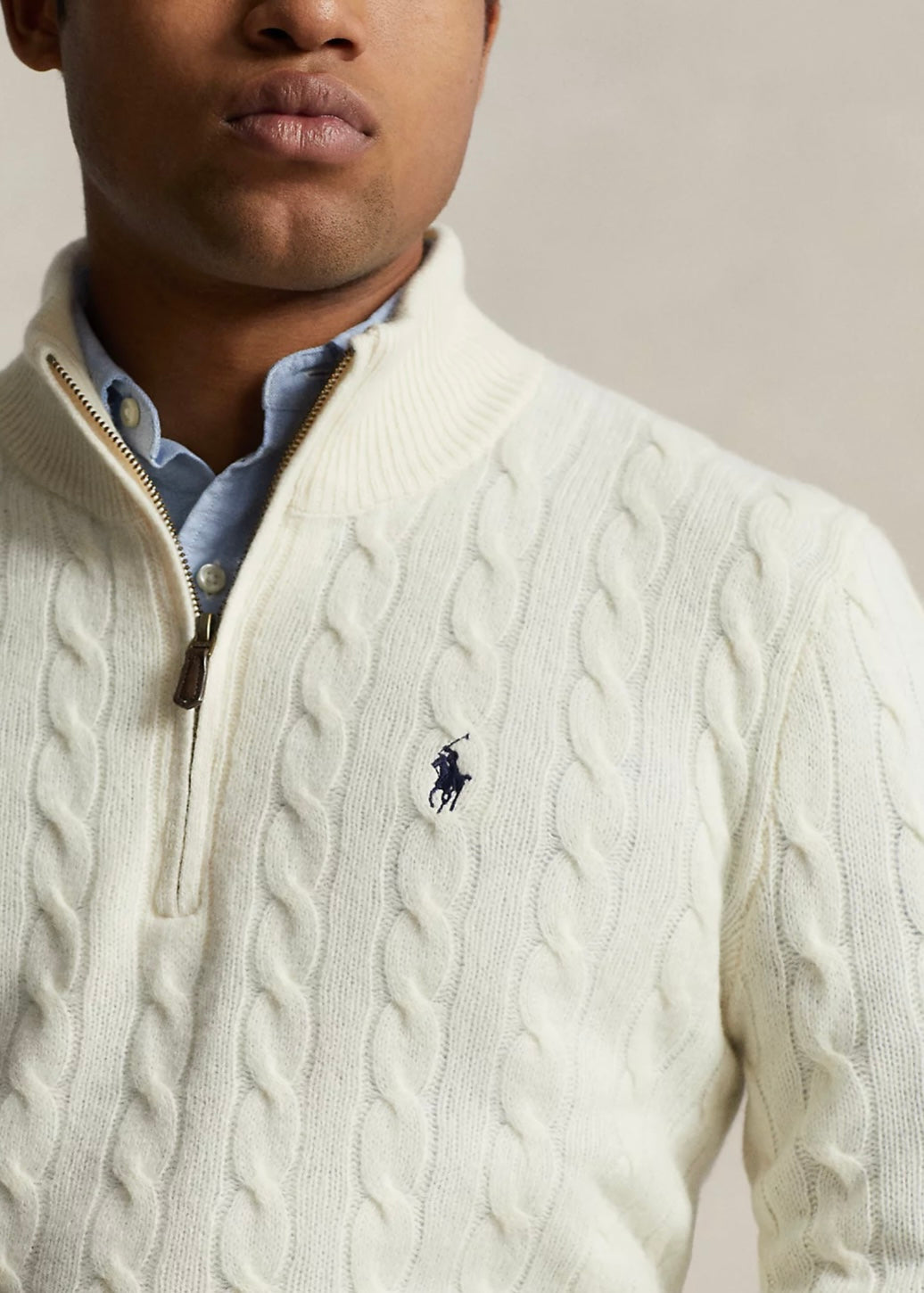 Polo Ralph Lauren Cable Zip - Andover Cream