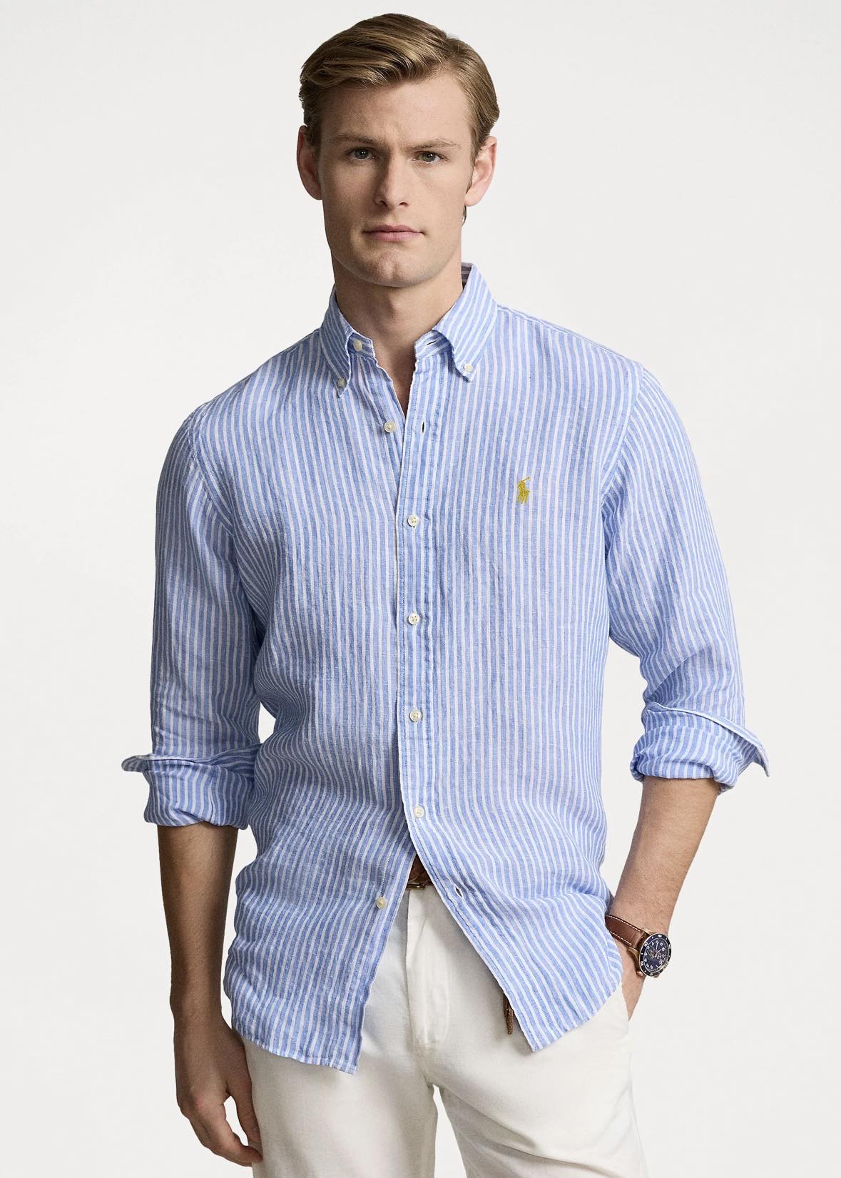 Polo Ralph Lauren Linen shirt custom fit - Blue/White Stripe