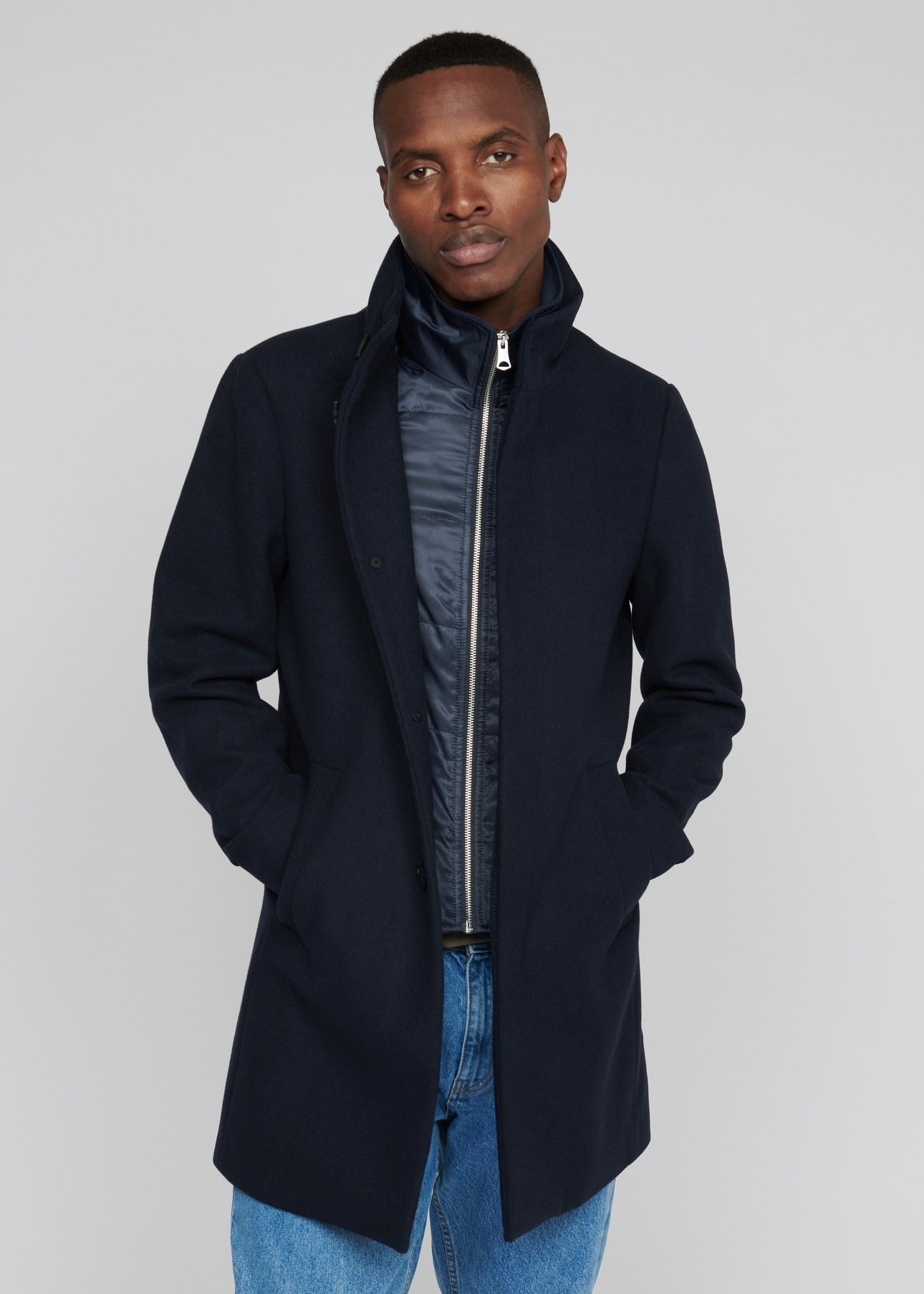 Matinique Harvey Wool coat - Dark Navy