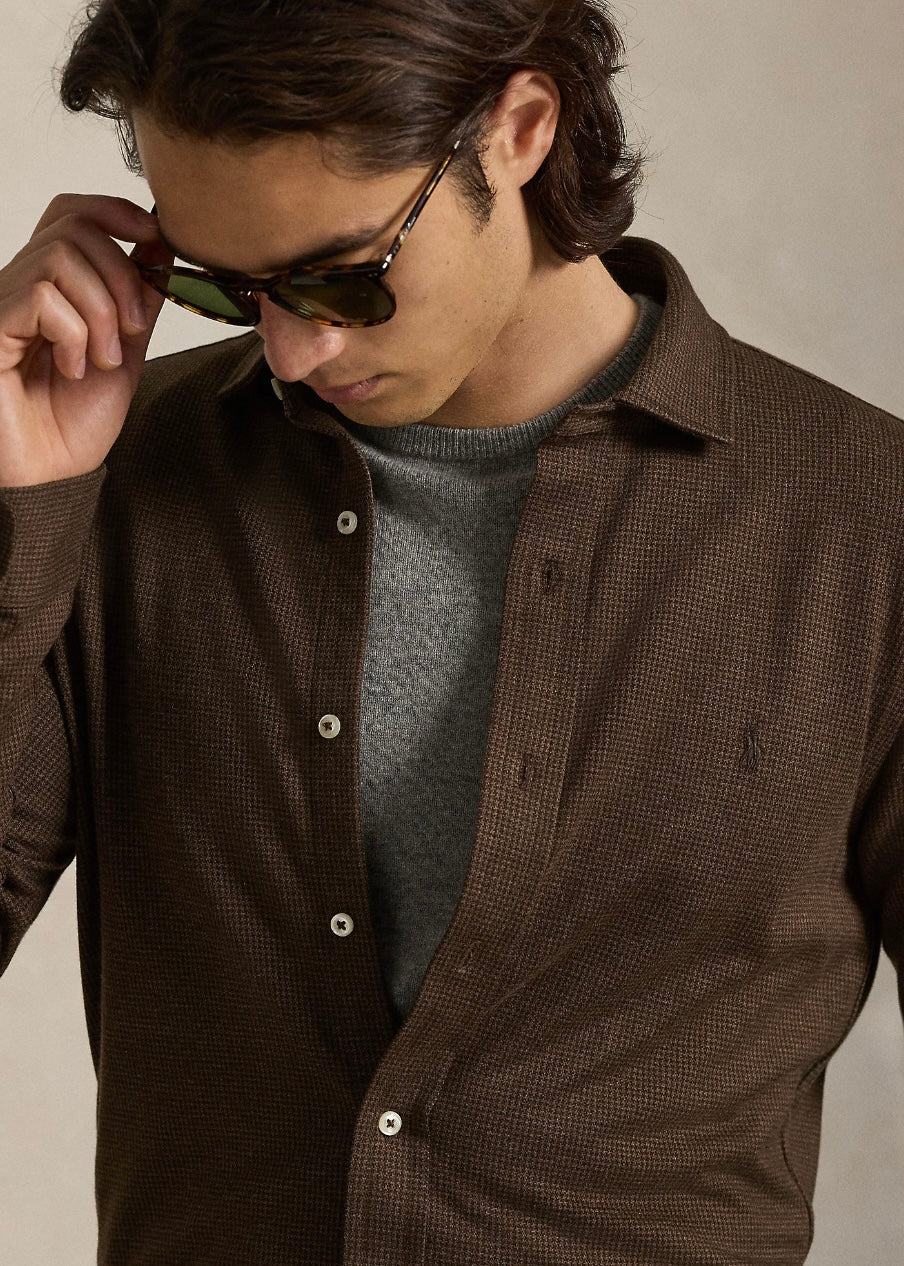 Houndstooth Jersey Shirt Brown