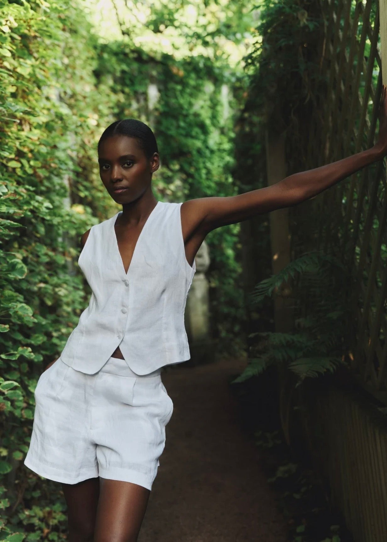 Freya Solid Linen Shorts White