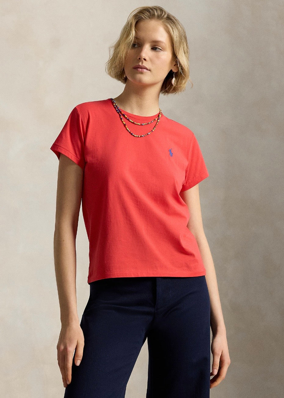 Cotton Jersey Tee Bright Hibiscus