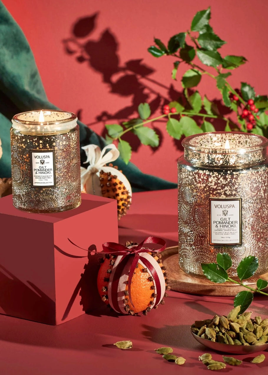 Large Jar Gilt Pomander & Hinoki