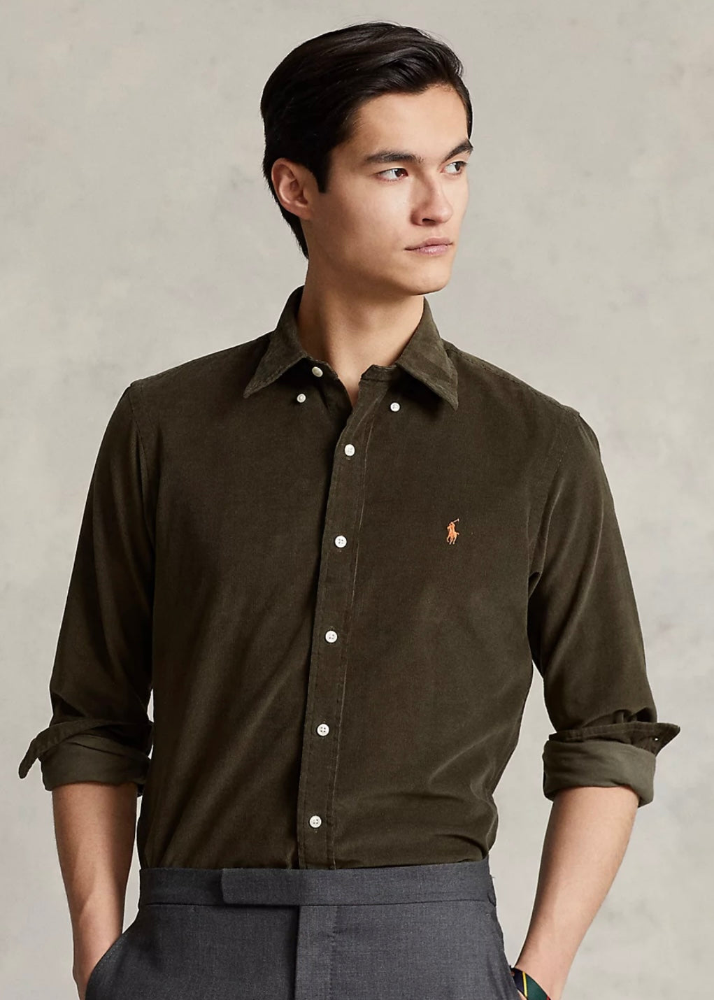 Polo Ralph Lauren Cord shirt Custom Fit - Canopy Olive