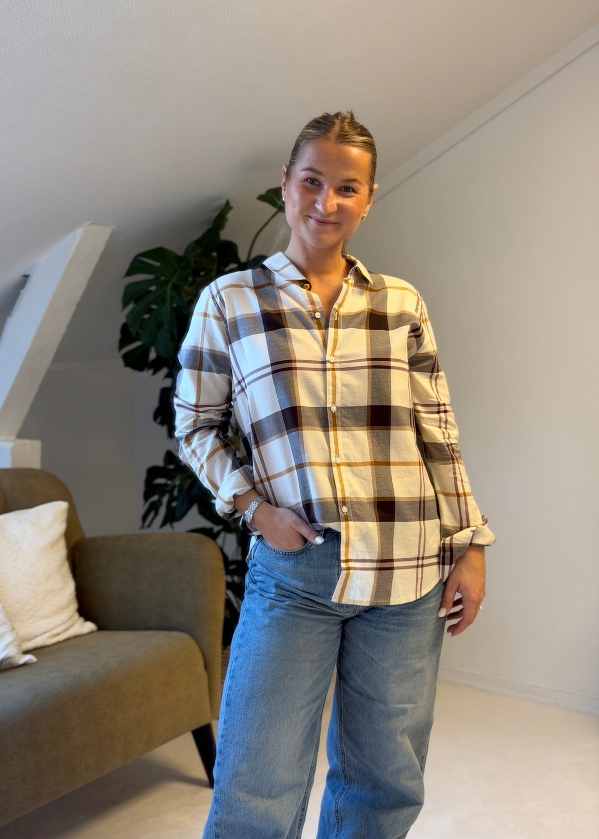 Moorland Shirt Ecru Muted Tartan