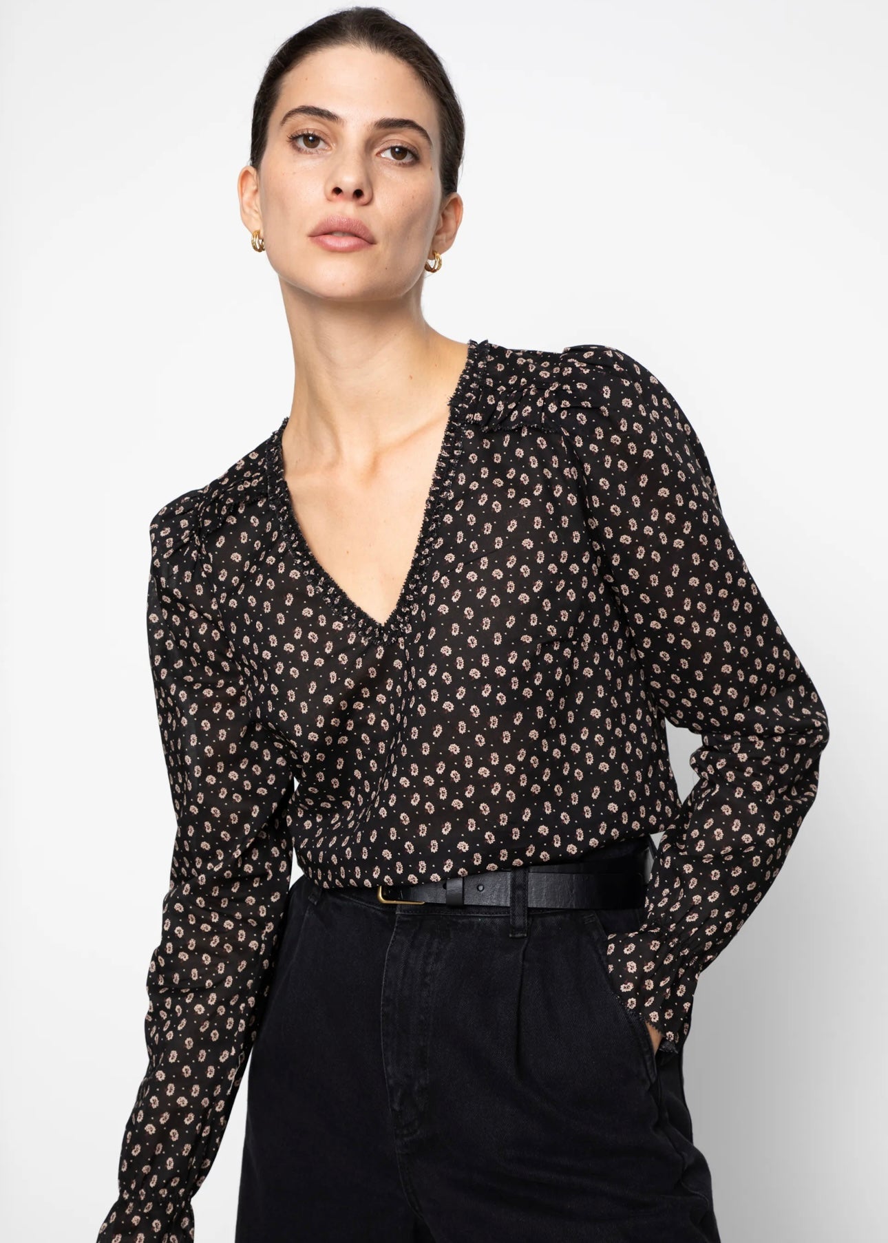 Camilla Pihl Dune blouse - Taupe Flower Print