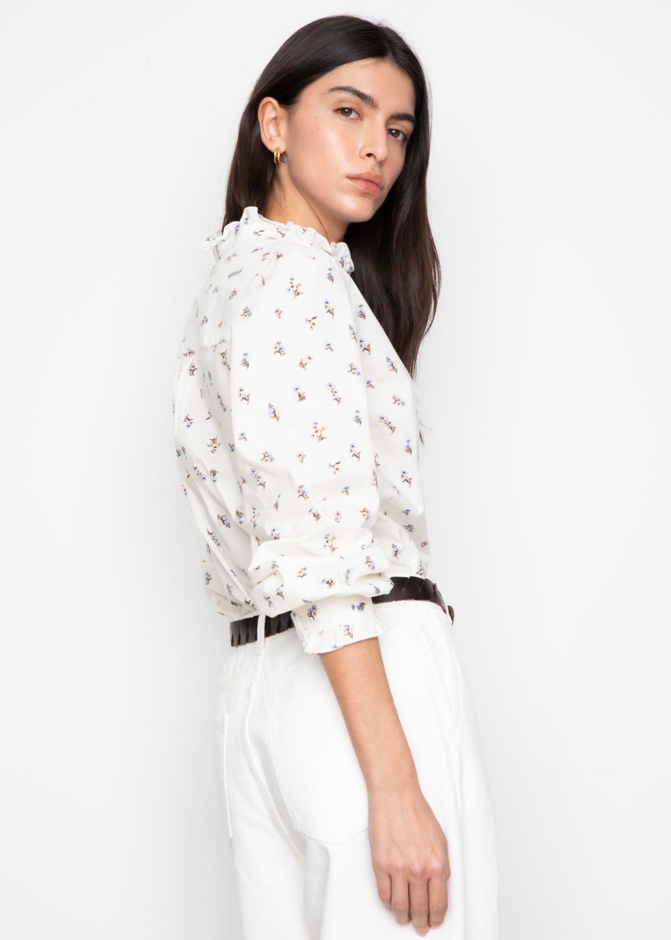 Emily Blouse White Anemone Print